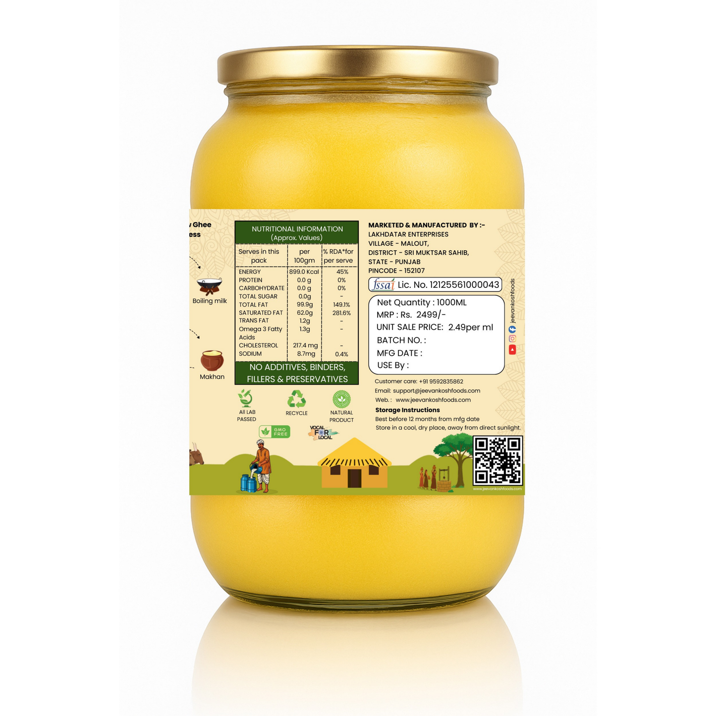 JEEVANKOSH A2 Desi Cow Ghee 1000ML