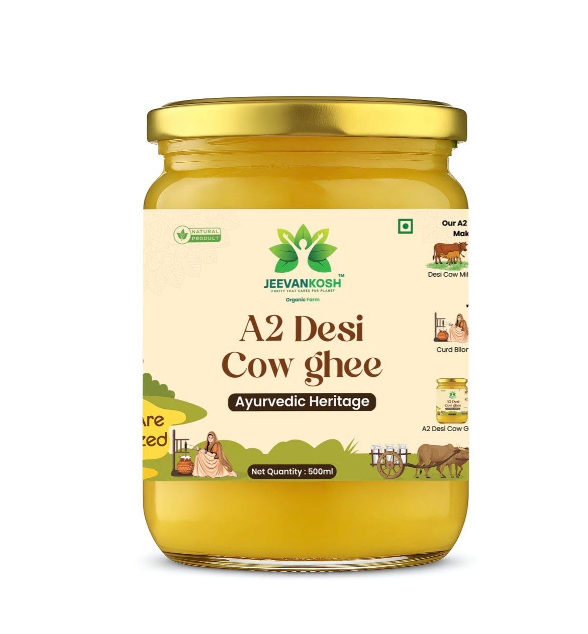 JEEVANKOSH A2 Desi Cow Ghee 500ML
